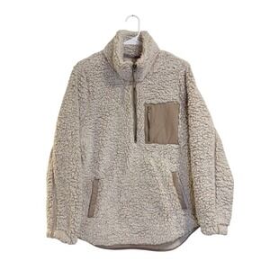 Abercrombie & Fitch Sherpa Fleece Quarter Zip Pullover Jacket LARGE